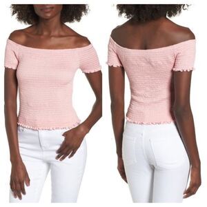 Chloe & Katie Smocked Off the Shoulder Neckline